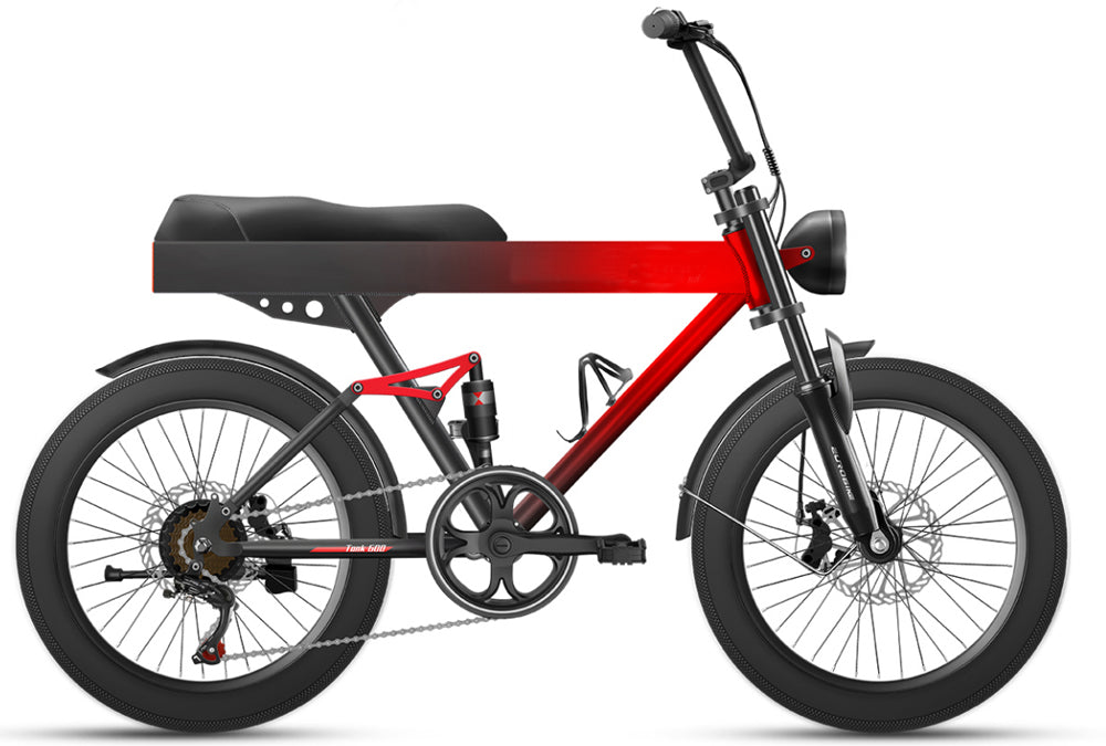 E-bici del acero de alto carbono de la suspensión total de JSY E-TANK-600 20" bici eléctrica 48v 500w del neumático gordo