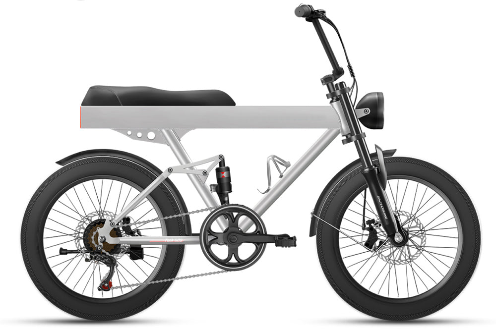 E-bici del acero de alto carbono de la suspensión total de JSY E-TANK-600 20" bici eléctrica 48v 500w del neumático gordo