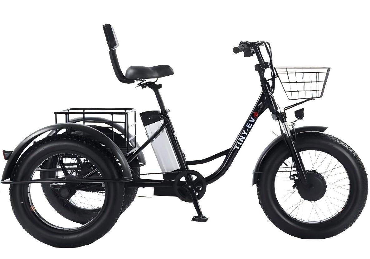 More practical fat tire electric tricycle - 600Wh, 50km range, top speed 20km/h, 20"-Black color