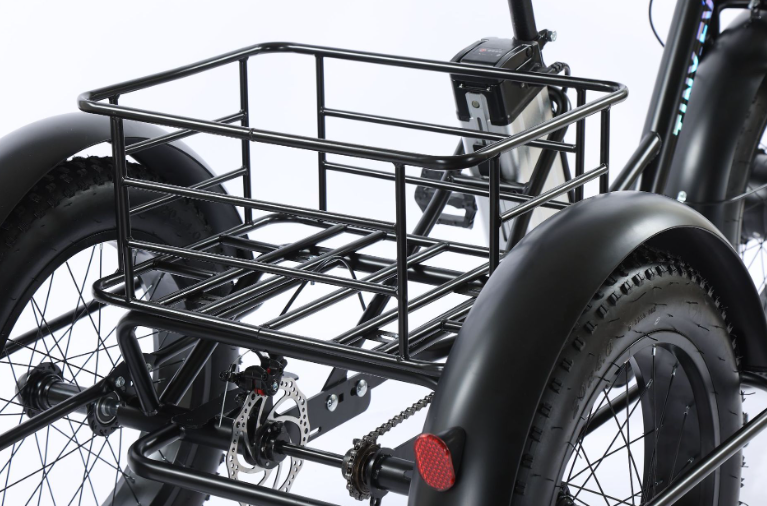 More practical fat tire electric tricycle - 600Wh, 50km range, top speed 20km/h, 20"-Black color