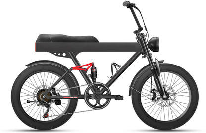 Full suspension steel ebike - 20x4.0 fat tire, 48v 500w motor, speed 35km/h